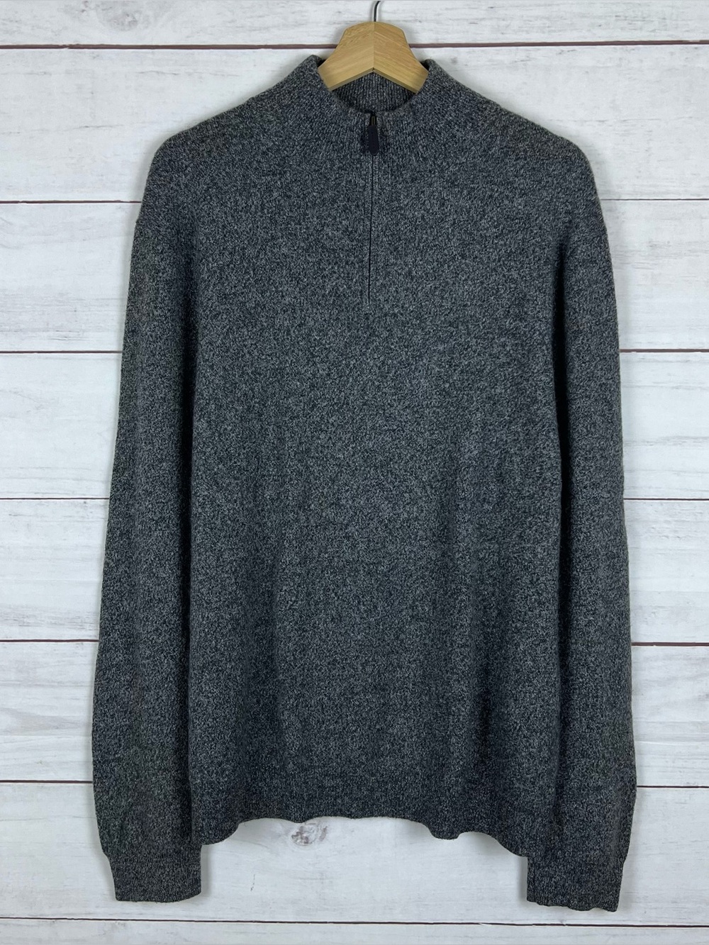 Lockhart 100% Cashmere 1/4 Quarter-Zip Sweater Men's Size L Gray Pullover